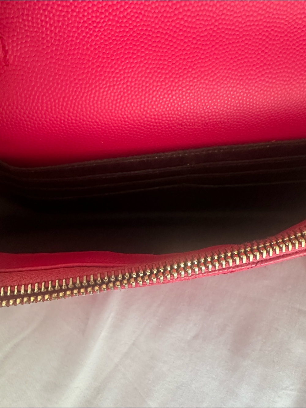 YSL CASSANDRE ENVELOPE CHAIN WALLET IN LAMBSKIN-Hot Pink - Picture 5 of 13
